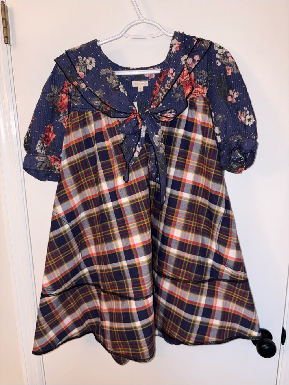Pilcro Floral Dress in Navy, Burgundy and White